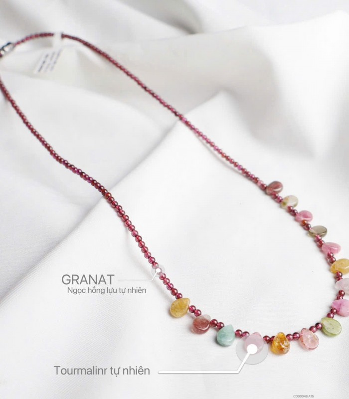 Ngọc Hồng Lựu Mix Tourmaline Tự Nhiên